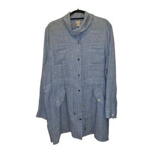 Chico's Blue Linen Utility Jacket
